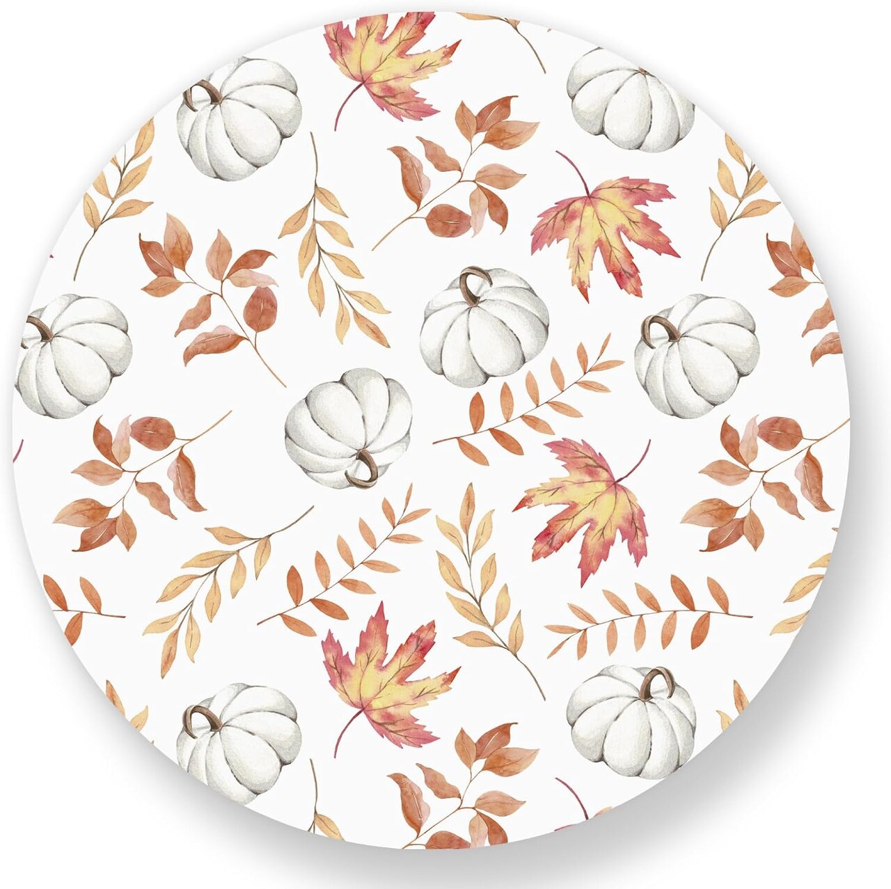 50 Sheets Fall Pumpkin Leaves Paper Placemat Orange White Round Paper Table Mat
